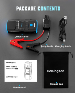  HEMINGSON 2000A Peak Battery Jump Starter Portable with 4 Modes LED Lights 
