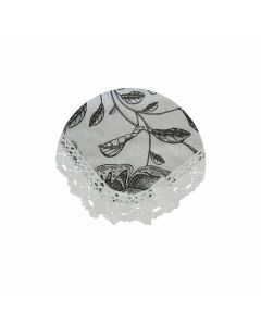 Botanical Printed Premium 60% Cotton 40% Linen Table Cloth with White Lace Edging 140 x 180 cm / 4 Seater