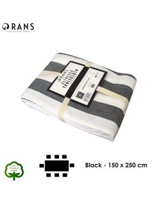 Rans Black Alfresco Stripes Cotton Tablecloth - Choose from 2 sizes 150cm x 250cm
