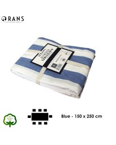 Rans Blue Alfresco Stripes Cotton Tablecloth - Choose from 2 sizes 150cm x 250cm