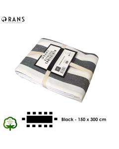 Rans Black Alfresco Stripes Cotton Tablecloth - Choose from 2 sizes 150cm x 300cm