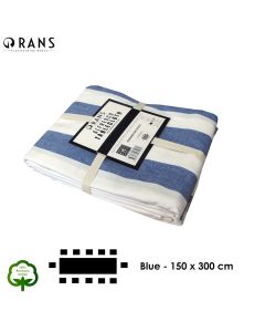 Rans Blue Alfresco Stripes Cotton Tablecloth - Choose from 2 sizes 150cm x 300cm