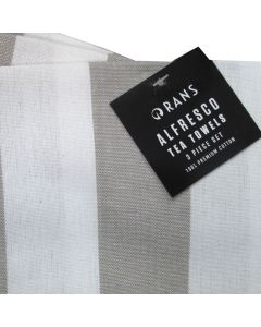 Rans Alfresco Stripes Cotton Set of 3 Tea Towels 45 x 65 cm Grey