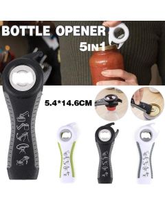 Multi 5 In 1 Manual Cap Kitchen Tool Jar Twist Off Lid Bottle Can Opener Gadget - Grey