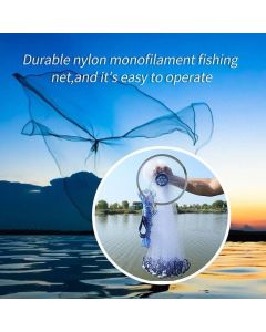 8Ft 12Ft Fishing Cast Net Quick Throw Nylon Mesh Drawstring Chain Bottom Spread - 2.4M