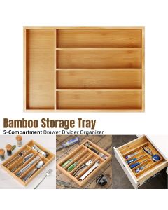 Bamboo Cutlery Organiser Kitchen Drawer Storage Tray for Utensils and Cutlery