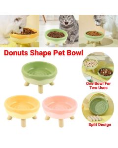 Cat Food Water Bowl Non Slip Raised Pet Feeding Dish Elevated Feeder Cats - Green