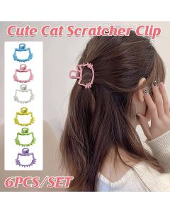 6pcs Metal Hollow Cat Ear Hair Clips Half Updo Plate Headdress Hair Accessories