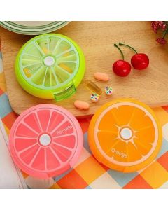Weekly 7 Day Pill Organiser Case Box Tablet Medicine Dispenser Holder Case Round - Green