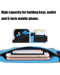 Waterproof Running Bum Bag Fanny Pack Waist Belt Money Wallet Zip Pouch Sports - Blue