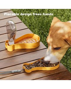 Portable Pet Water Bottle Outdoor Feeder Dual Purpose Drinking Travel Use - Orange