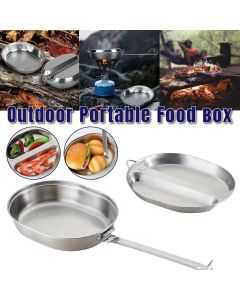 Portable Outdoor Stainless Steel Lunch Box Long Handle Oval Camping Cookware