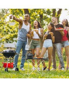 Portable Black Folding Table for Camping Trip BBQ Outdoor Picnic Stall Table