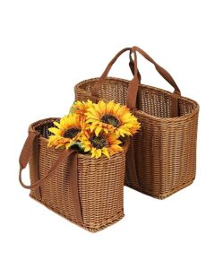 Imitation Rattan Woven Basket Shopping Basket Fruit Vegetable Storage Basket - Large