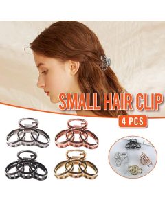 4PCS Small Three-Ring Metal Hair Grab Clip for Women in 4 Colours Zinc Alloy