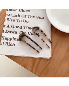 2Pcs U-Shape Hair Clips Stick Tortoise Shell Hairstyle Hair Pin Hair Accessories - 2PCS Light Brown
