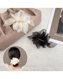Chiffon Headdress Flower Hairpin Woman Sweet party hair Claw styling Hair Clips - Khaki