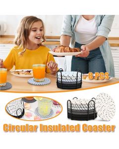 8PCS Cotton Rope Coasters Set with Metal Holder Heat Insulated Drink Placemats
