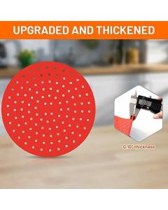 23cm Reusable Air Fryer Liners Non-Stick Silicone Air Fryer Basket Mat Round - Red