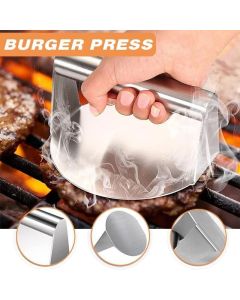 Stainless Steel Burger Press 14cm Meat Smasher for BBQ Griddle Kitchen Use