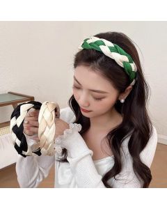 Women Headband Twist Hairband Bow Knot Cross Tie Wide Headwear Hair Band Hoop - Black