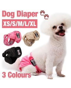 Female Dog Puppy Nappy Diapers Wrap Band Sanitary Pants Underpants XS-XL Black - XS