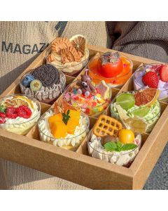 Clear Plastic Nine-grid Cake Box Pack of 10 Storage Containers High Quality - Khaki