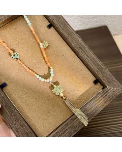 New Chinese Butterfly Pendant Beaded Necklace with Fringe Exquisite Fashion