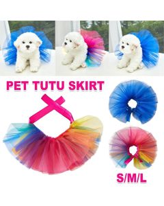 Strappy Pet Skirt Dog Saree Half Skirt Cute Pet Clothing Dress for Dogs Cats - Rainbow-S