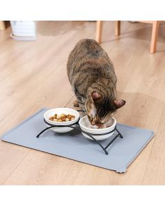 Silicone Pet Feeding Mat Dog Cat Food Bowl Placemat Waterproof Non-Slip Easy Clean - Grey