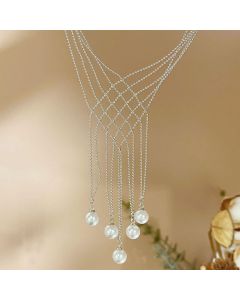 Hollow Imitation Pearl Fringe Multi Layer Necklace Fashion Jewellery Women
