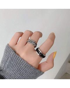 Spinner Rings Mens Womens Fidget Rotating Ring Silver Stainless Steel Size 7 - Rainbow
