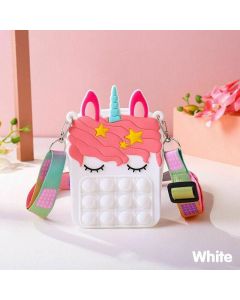 Pop It Shoulder Bag For Girls And Women Unicorn Pop Purse Bags - White