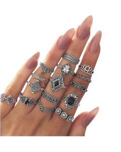 Elegant 15-Piece Boho VintageRing Set for Versatile Styling