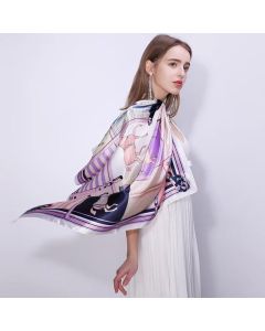 90x90cm Women Silk Satin Wrap Professional Lady Summer Beach Large Square Scarf - Rose Red