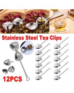 12pcs Stainless Steel Heart Tea Strainer Tea Infuser Clip for Loose Leaf Tea