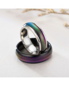 Mood Colour Changing Ring Temperature Sensitive Stainless Steel US Size 6 - Silver