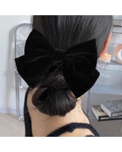Ornaments Korean Style Hair Clip Hair Clip Women Hair Pins Velvet Bow Barrettes - Wine Red
