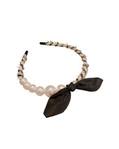 Women Girl Retro Rabbit Ear Pearl Party Headband Hair Head Band Hoop Short Hair