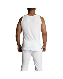 2pcs Set Mens Merino Wool Blend Thermal Singlet Top & Pants Underwear Thermals - Beige