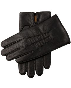 Kent Mens Perforated Leather Gloves 3 Point Stitch Palm Vent Lined - Black