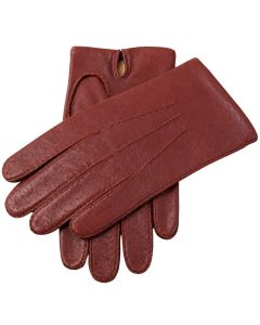 Kent Mens Perforated Leather Gloves 3 Point Stitch Palm Vent Lined - English Tan