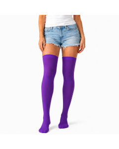 Over Knee Stay Up Stockings Hosiery Party Costume Socks - Plain Purple