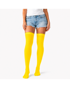 Over Knee Stay Up Stockings Hosiery Party Costume Socks - Plain Yellow