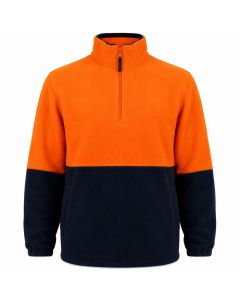 Hi Vis Polar Fleece Jumper Half Zip Safety Workwear Jacket Unisex - Orange