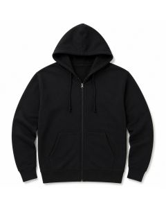 Mens Plus Size Full Zip Hoodie Fleece Jumper Jacket Winter Polyester - Black