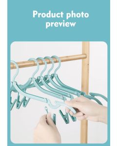  Portable Folding Travel Hangers Set - 19 Piece Laundry Kit with 6 Adjustable Hangers 12 Clips and Storage Bag - Space Saving Design for Caravanning Camping and Student Dorms - Sky Blue