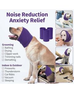 3-Pack Grey Instant Calming Dog Warm Hoods and Ear Covers (M Size) - Anxiety Relief Noise Reduction & Grooming Support, Breathable Full-Head Protection