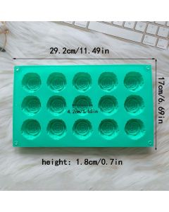 3PCS 3D Rose Shaped Silicone Baking Mold (15 Cavity, Pink + Blue + Green) - Non-Stick Cake Chocolates & Jelly Pan - Durable Flexible Easy Release for Holiday Desserts