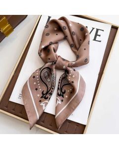 White Women's 70cm Square Scarf - Bohemian Paisley & Vintage Print Collection - Lightweight Satin Feel, Versatile Neck Tie, Head Wrap, Bag Accent, Everyday Elegance, Gift Ready